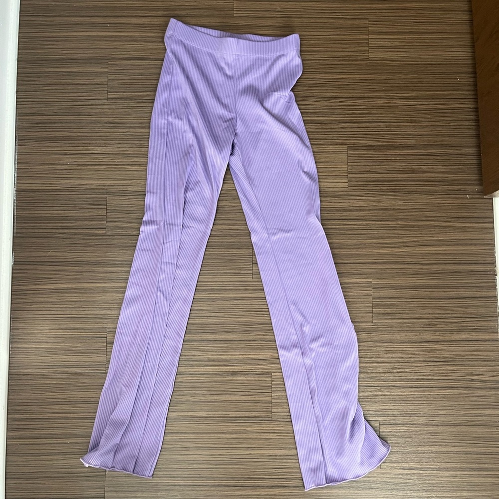 bright purple stretchy pants